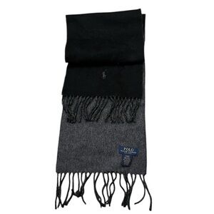 Polo Ralph Lauren reversible black & gray Italian wool blend scarf, pony logo